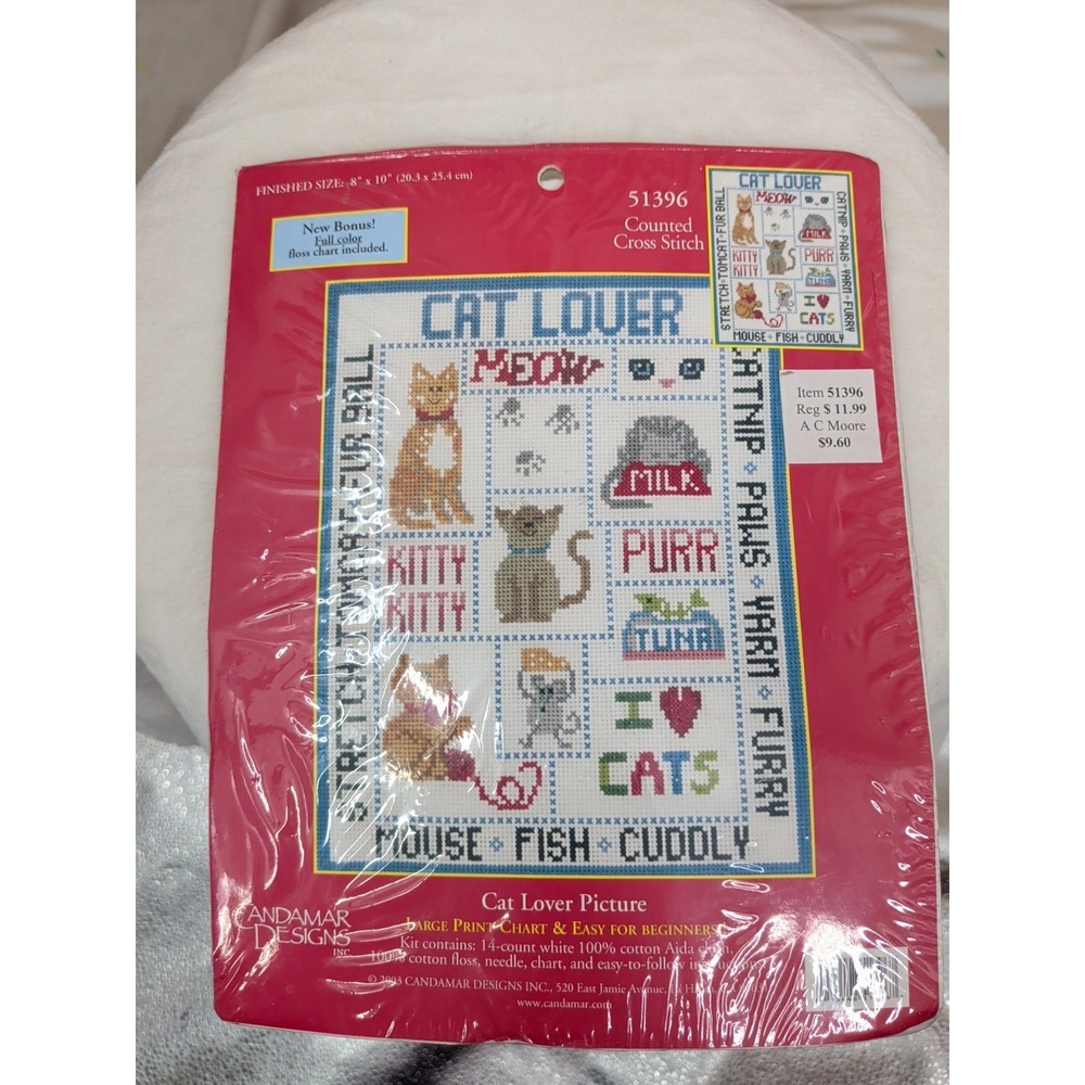 Candamar Designs Cat‎ Lover Counted Cross Stitch Kit Picture